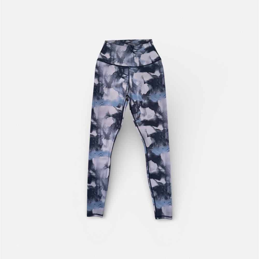 ALO Yoga Women's Blue and Gray Cloudprint High-Waist Leggings